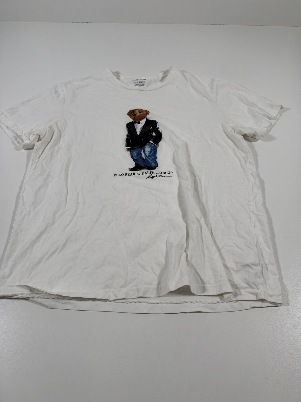 Polo Ralph Lauren Shirt Mens L White Polo Bear Tuxedo Graphic Crewneck Tee